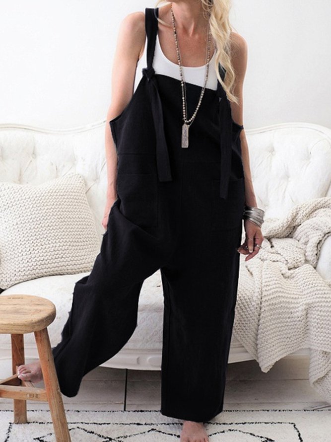 Pockets Casual Solid Jumpsuits