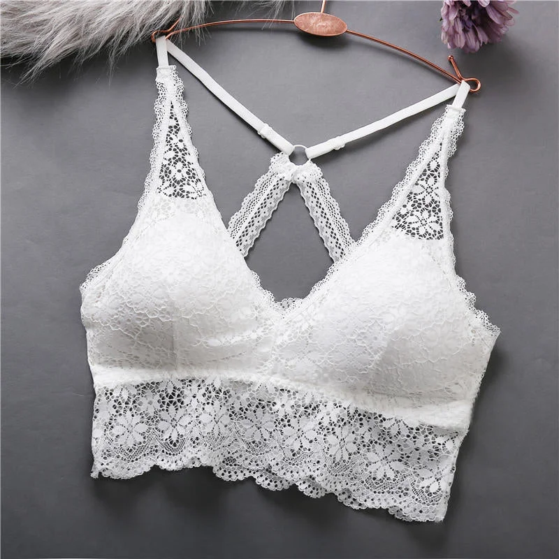 S-XL Lace Bra Women Underwear Bralette Lingerie Female Brassiere Back Beauty Sexy Bras 4 Colors Floral Lace Woman Tank Crop Tops
