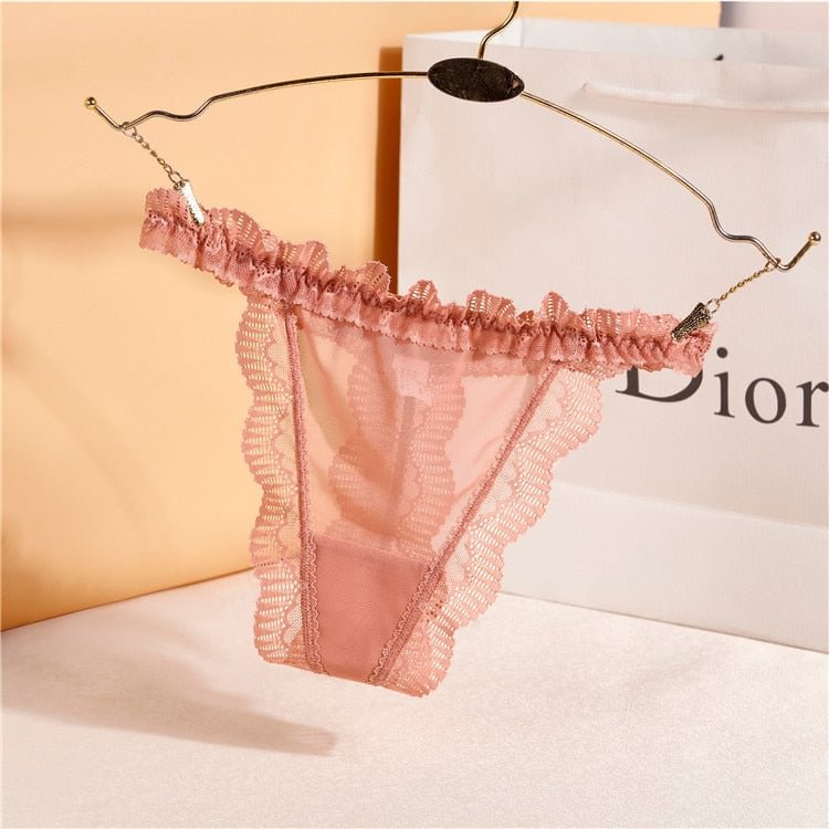 Women's Thong  Sexy Lace Panties Women Solid Briefs Seamless Transparent G-String Low Waist Sexy Mesh Underpants Female Lingerie