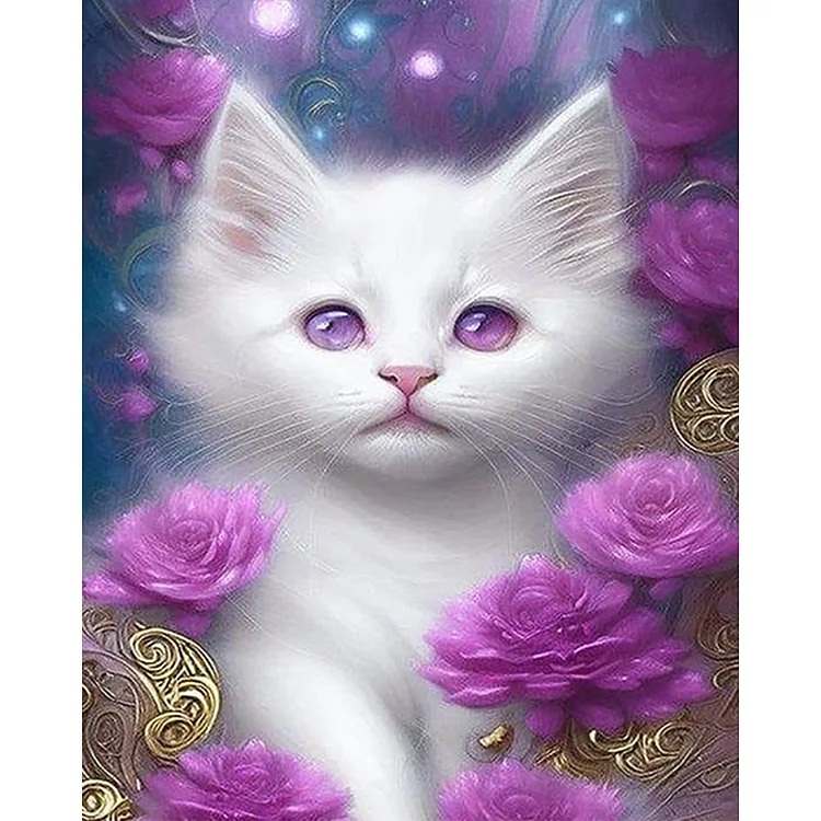 White Cat - Painting By Numbers - 40*50CM gbfke