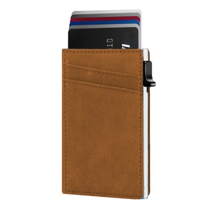 3 Pieces New Carbon Fiber Metal Men’s Wallet Large Capacity Automatic Bullet Card Credit Card Case Leather Aluminum Alloy Card Holder