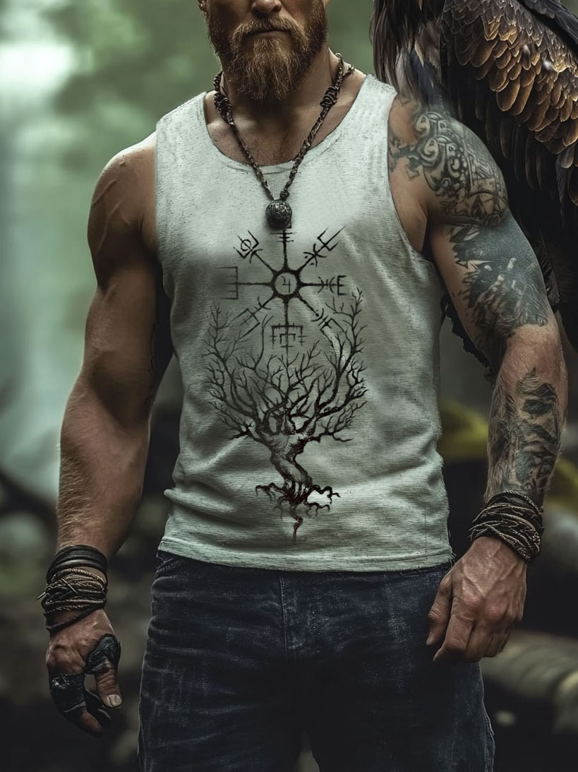 Men's Viking Compass World Tree Rune Casual Vest / Rvogue / Rvogue