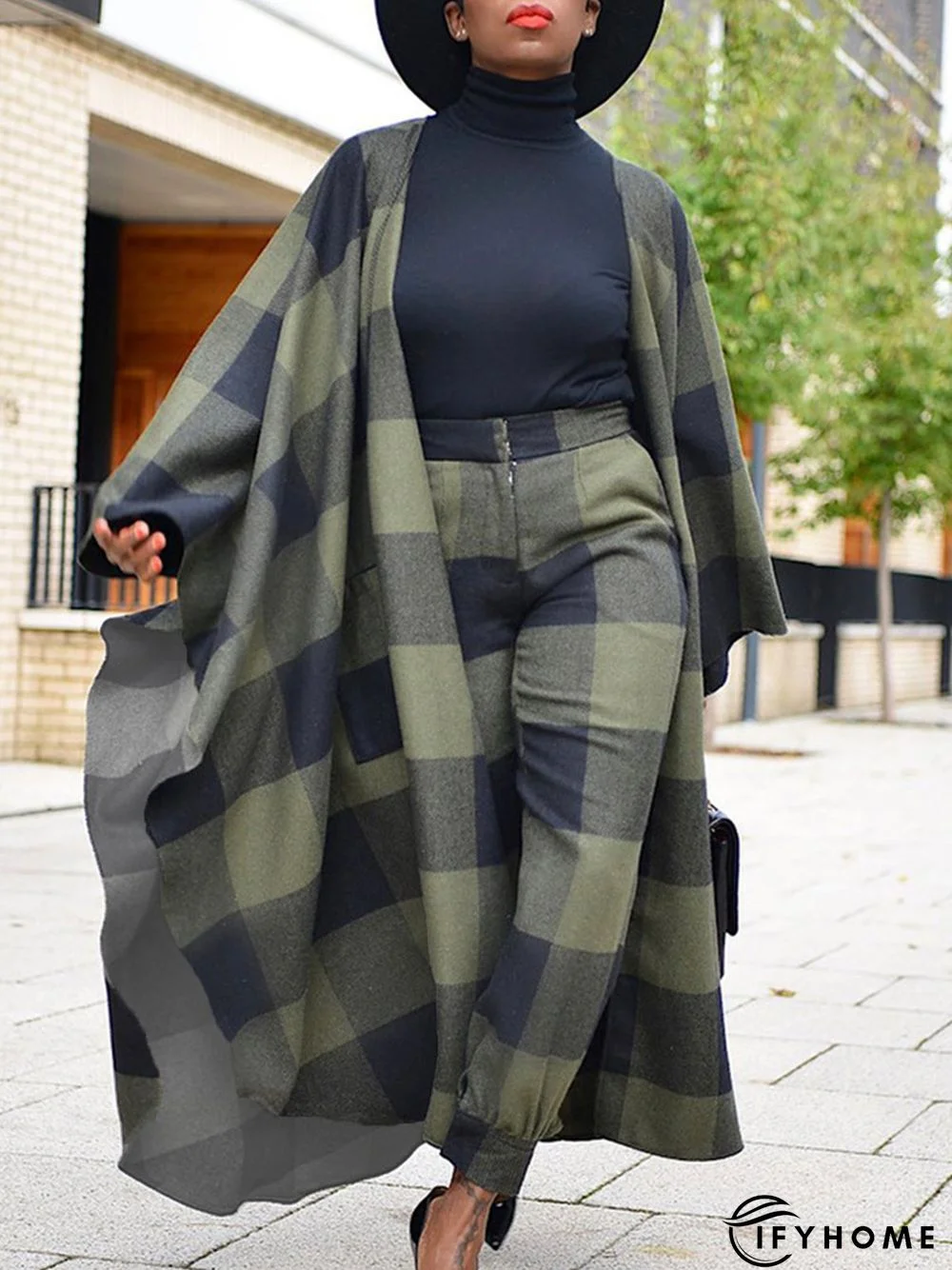 Loose Plaid Urban Overcoat | IFYHOME