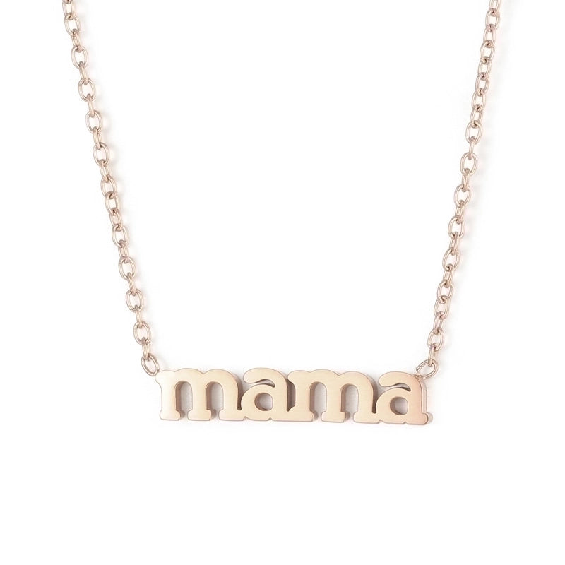 Stainless Steel 18K Gold Plated MAMA Minimalist Plating Solid Color Necklace