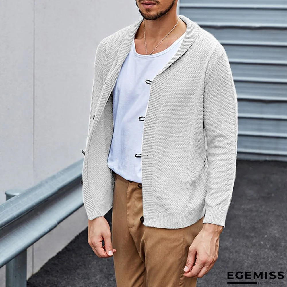 Men's Polo Leather Button Solid Color Sweater | EGEMISS