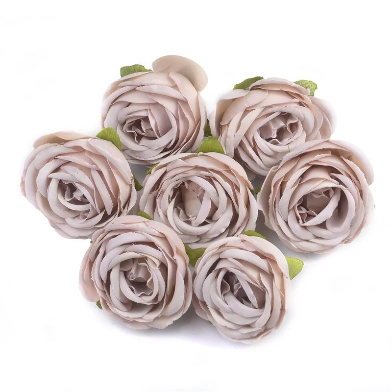 3/20pcs 4cm Artificial Silk Tea Rose Flower Head For Wedding Home Decoration DIY Wreath Scrapbook Fake Flowers Wall Craft