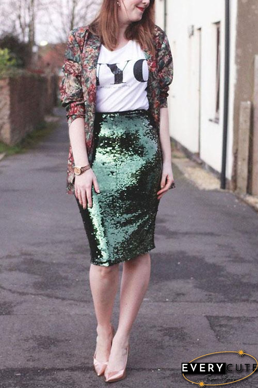Sequin Pencil Skirt