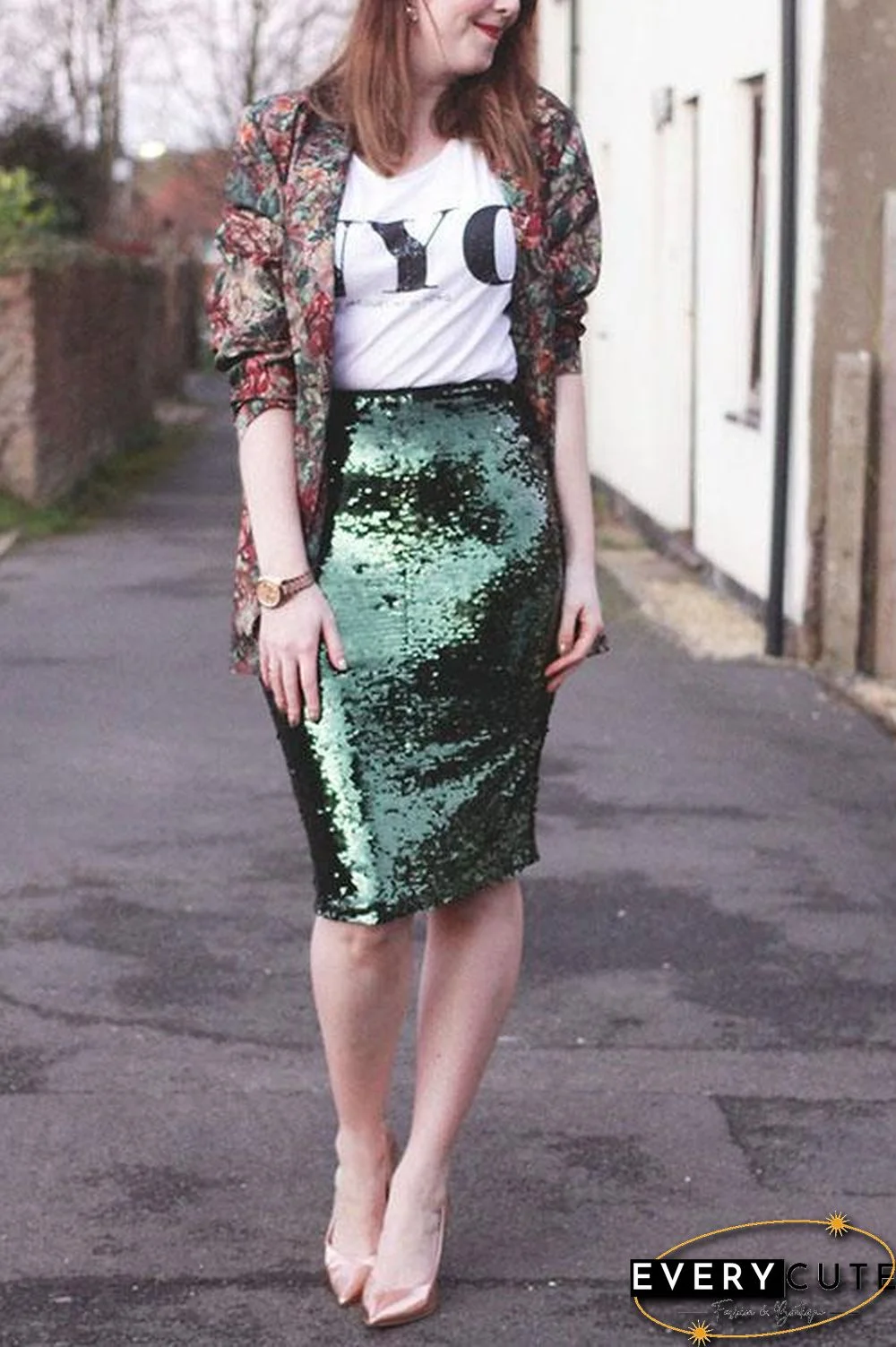 Sequin Pencil Skirt