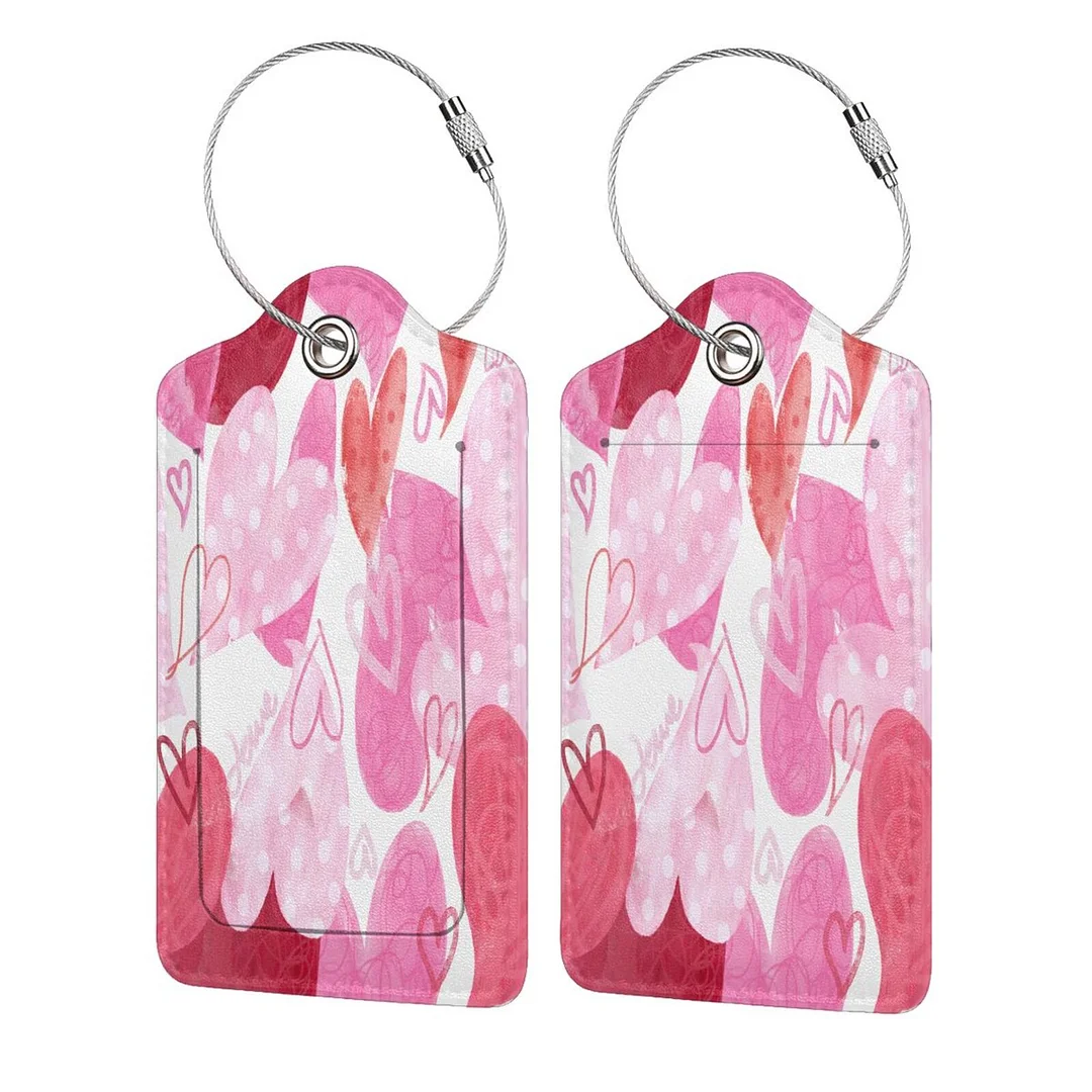 Watercolor Love Leather Luggage Tag