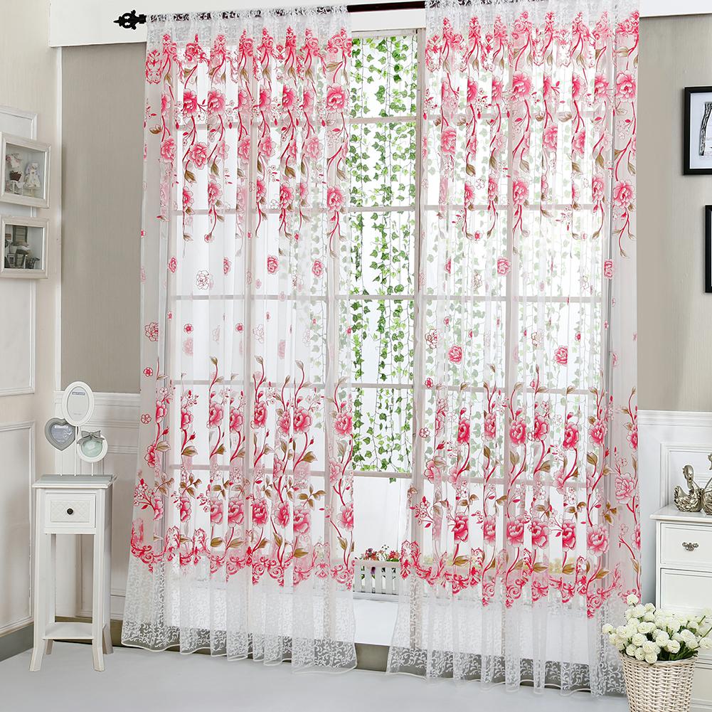 

Peony Curtain Living Room Bedroom Home Door Window Curtain, 粉色, 501 Original