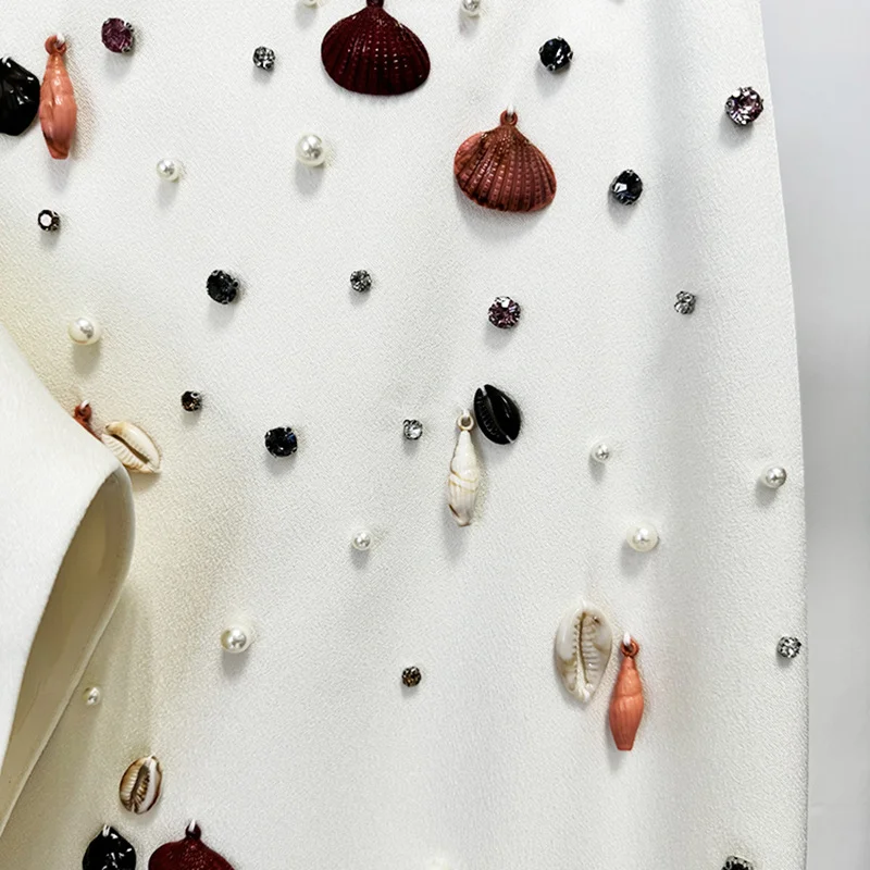 Nigikala Nigikala New Star Fashion Heavy Industry Shell Nails Set With Short Top Fishtail Half Skirt Set