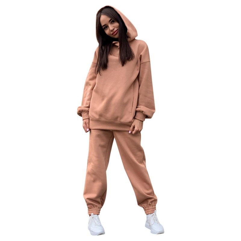 Two Piece Outfits Oversized Hoodie and Pants Casual Sport Suit Winter Two Piece Set Autumn Women's Tracksuit 2020 New
