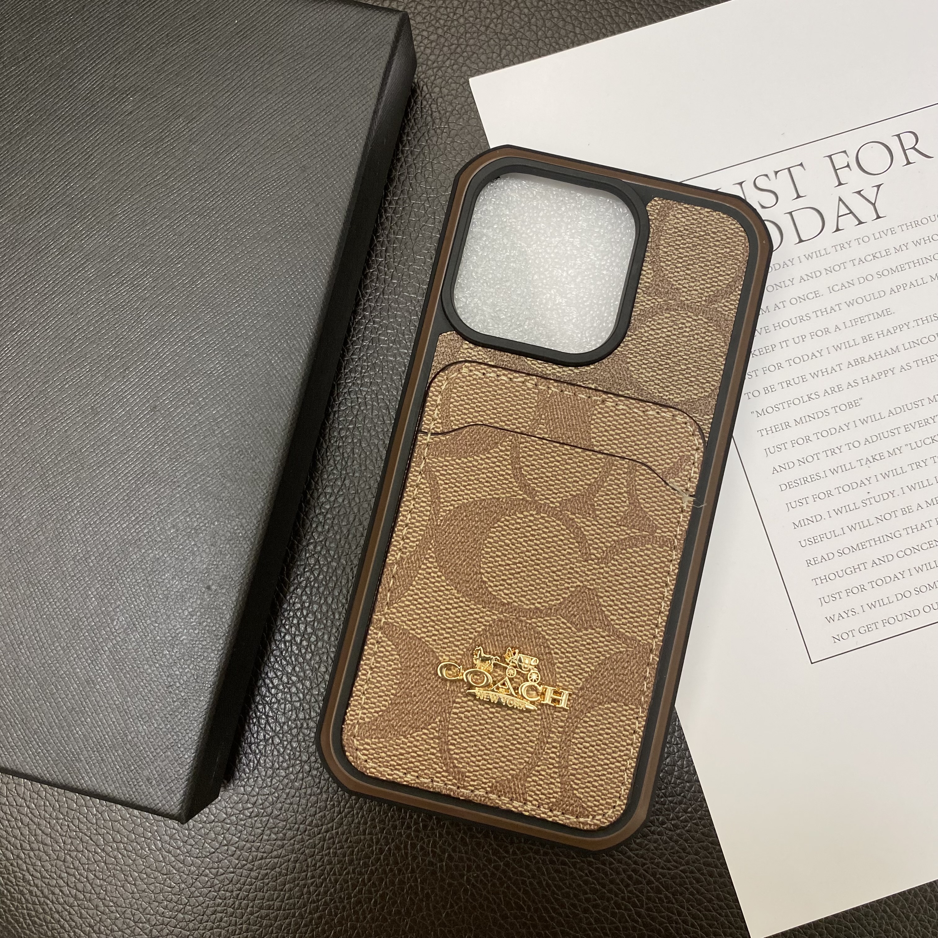 Luxury Coach Back Card Slot Leather Apple iPhone Case