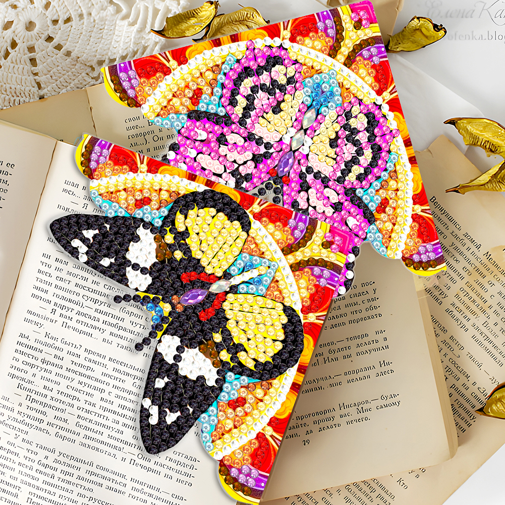 4PCS-Butterfly-Diamond Corner Cover Bookmark