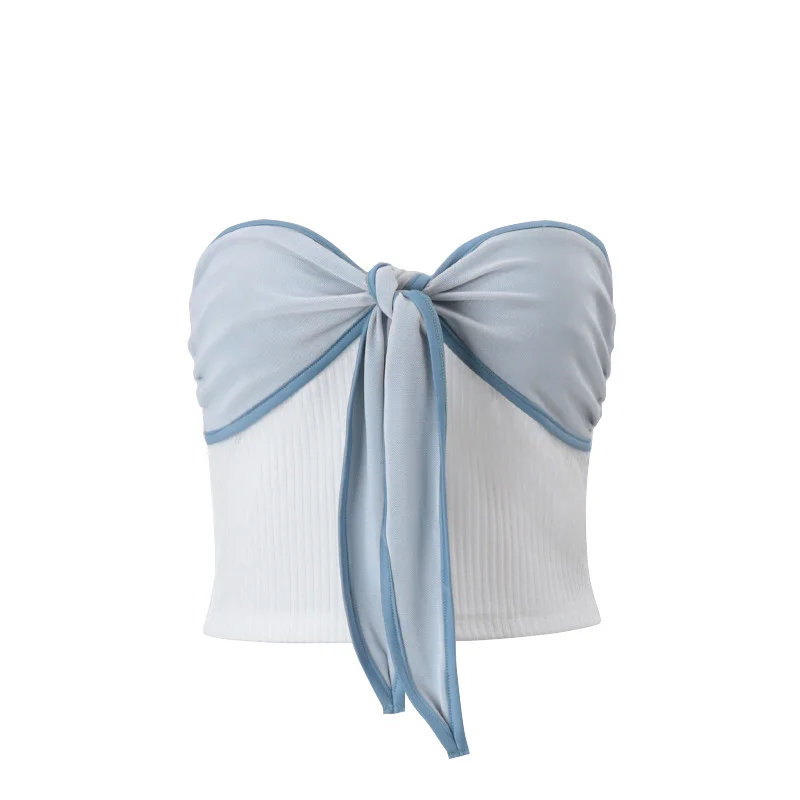 Brownm Brownm Women's Fall 2024 New Fashion Sexy Pure Desire Sweet Spicy Wind Bow Knot Color Wrapped Chest Vest