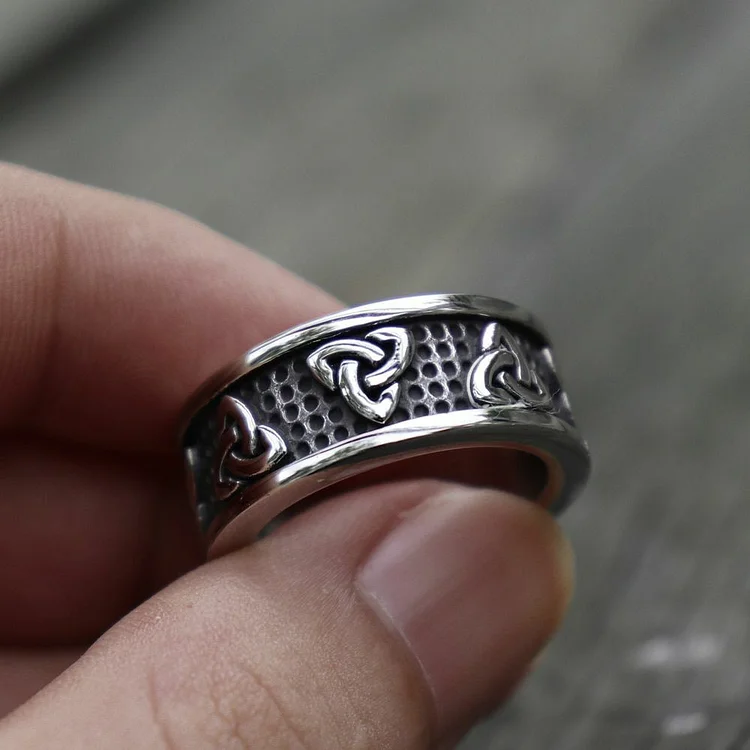 Triple Horn of Odin Norse Viking Ring