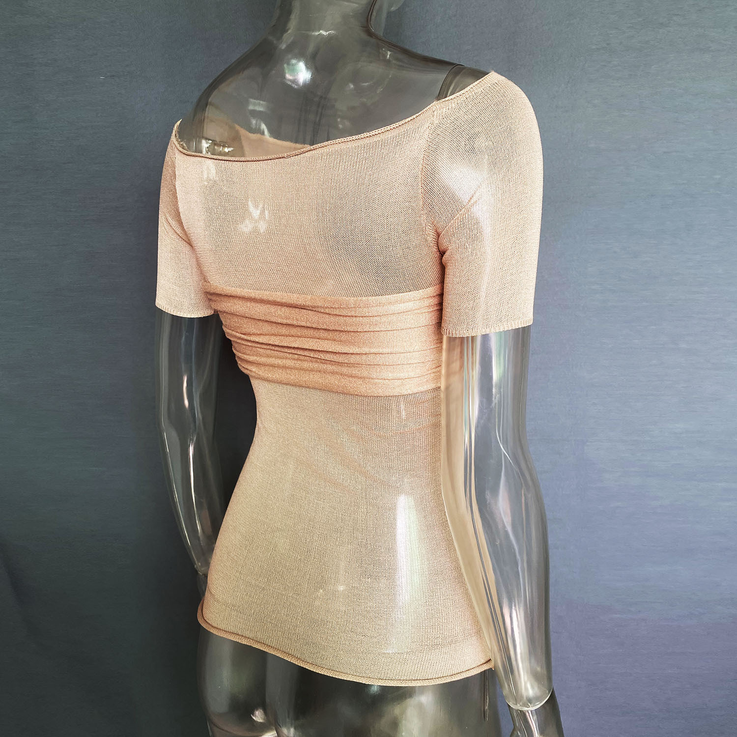 Ootddress Short Sleeve Mesh Top Shirt For Women Off-Shoulder See-Through Knit Sexy Pullover Summer Sheer New 2025 Ladies T-shirt