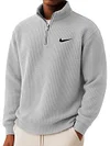 Men's Loose Casual Waffle Stand Collar Half Zip Sweatshirt