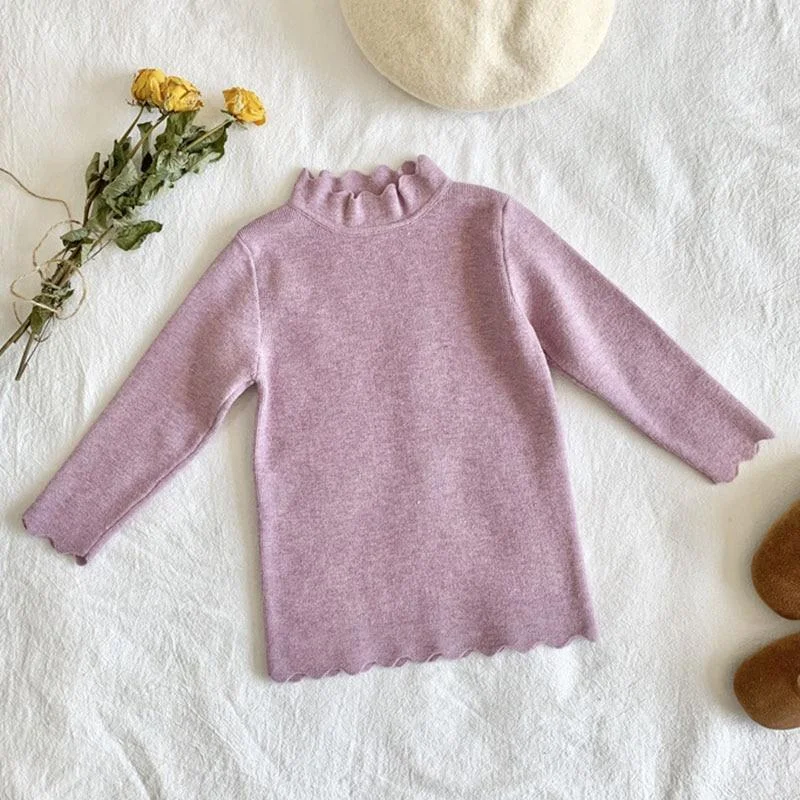 New 2020 Autumn Kids Girls Long Sleeve Lotus Leaf Collar Knit Sweater Winter Children Clothing Baby Kids Girls Pullover Sweaters
