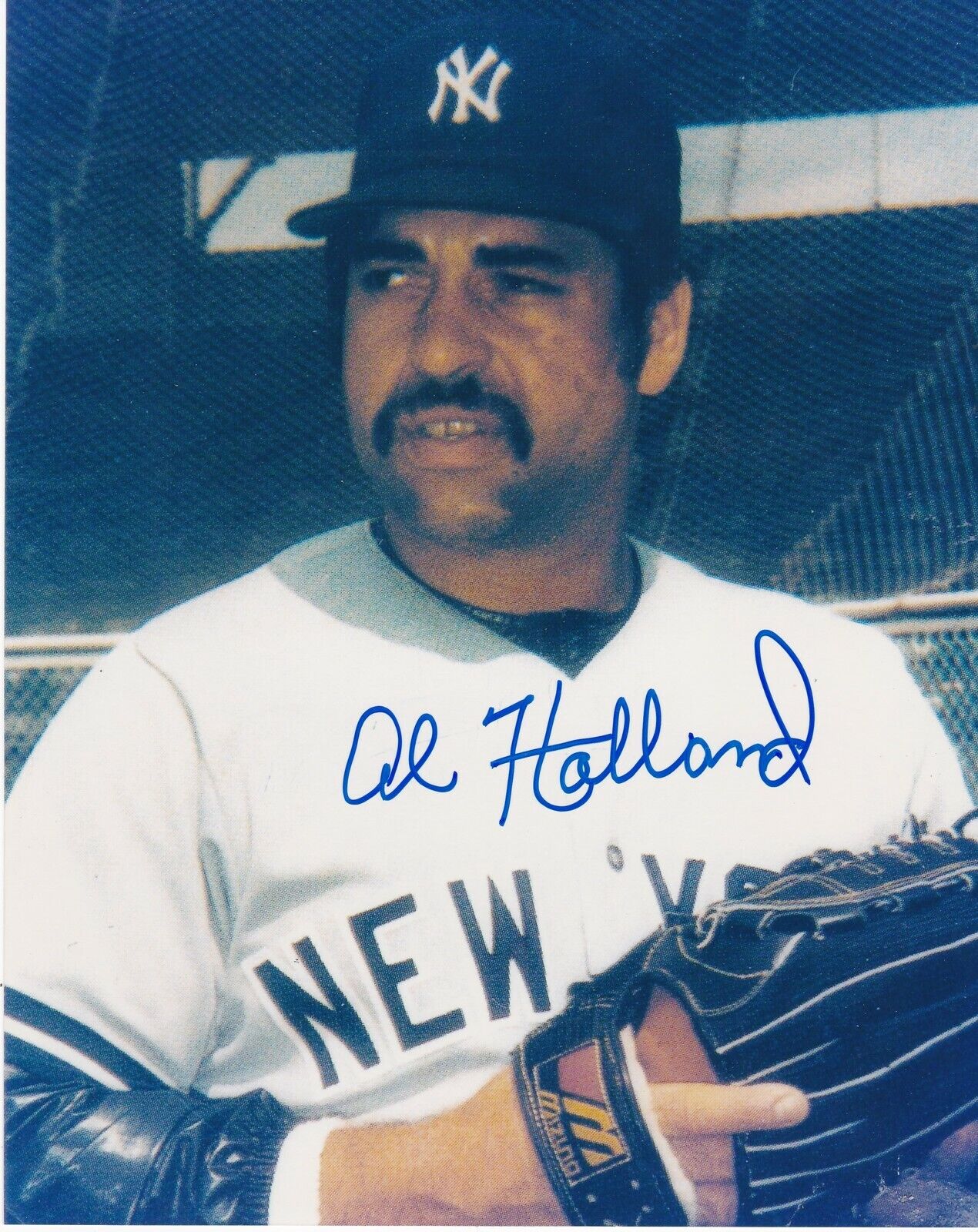 AL HOLLAND NEW YORK YANKEES ACTION SIGNED 8x10