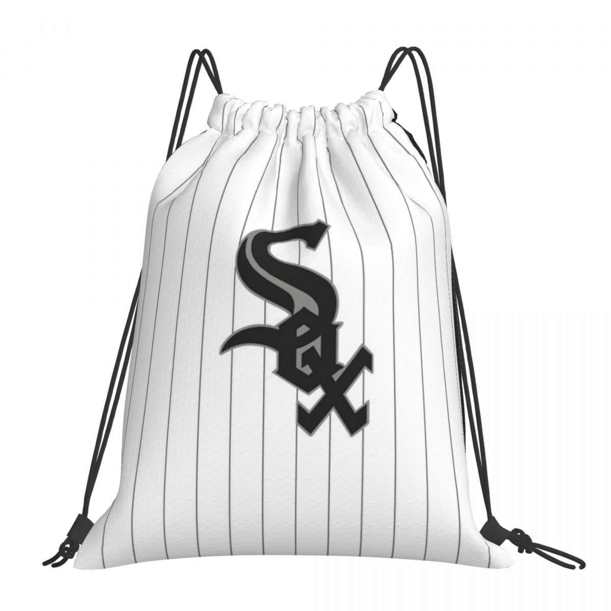 Chicago White Sox Vertical Lines Pattern Unisex Drawstring Backpack Bag Travel Sackpack