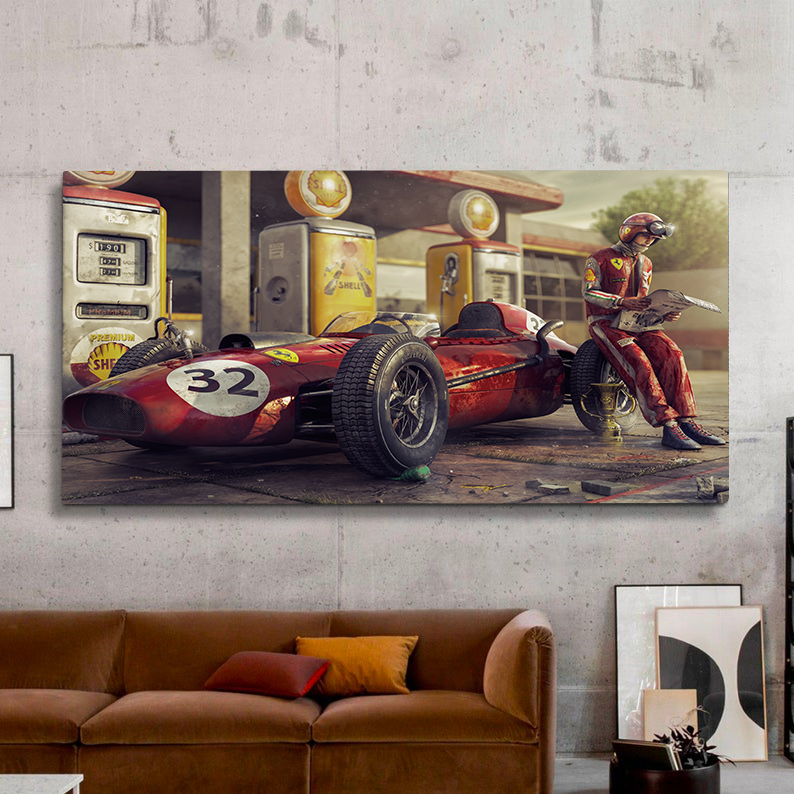 Classic Racing F1 Race Car Canvas Wall Art