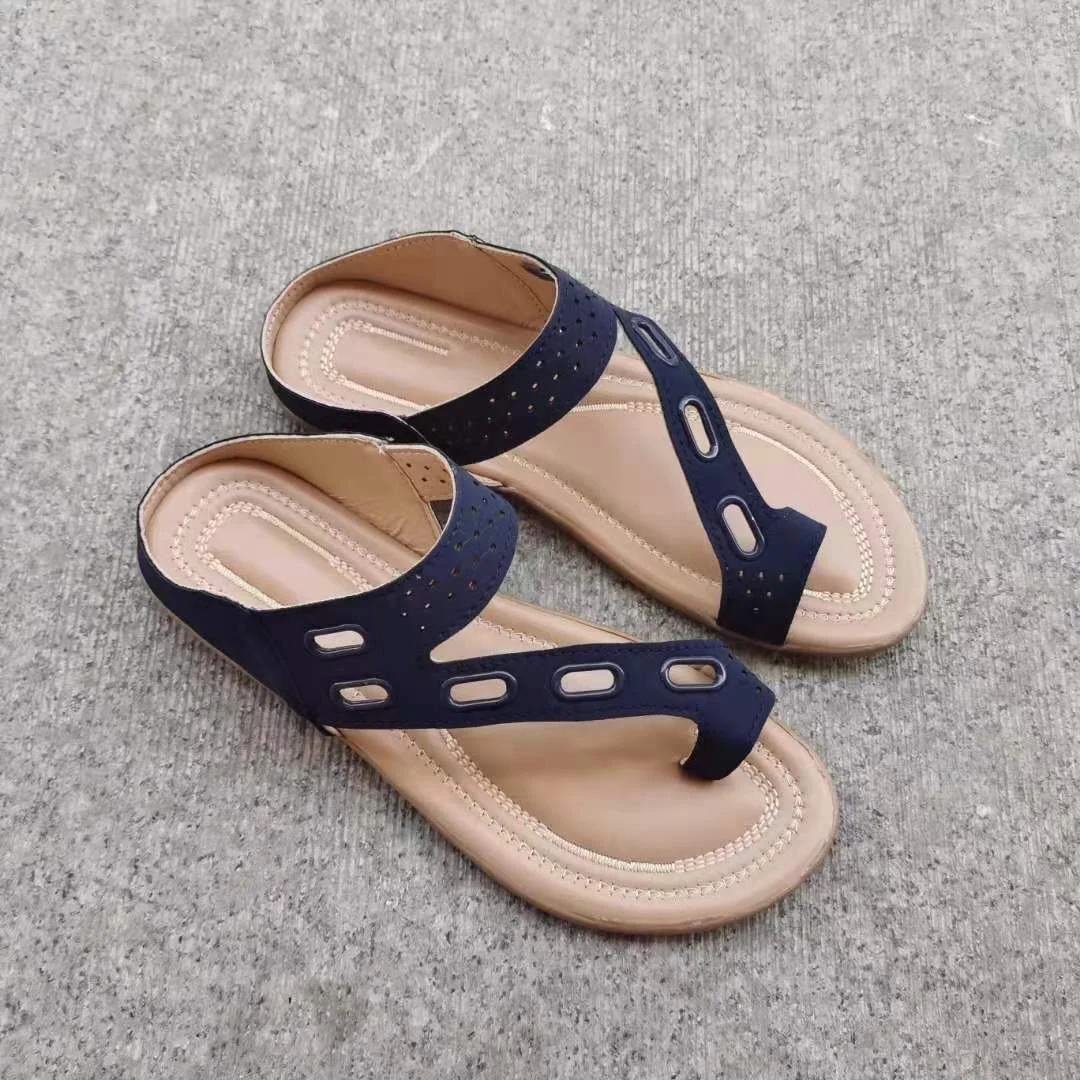 Yyvonne Clip Toe Slippers Hollow Splicing Flat Bottom Leisure 414243 Large Code Cold Drag