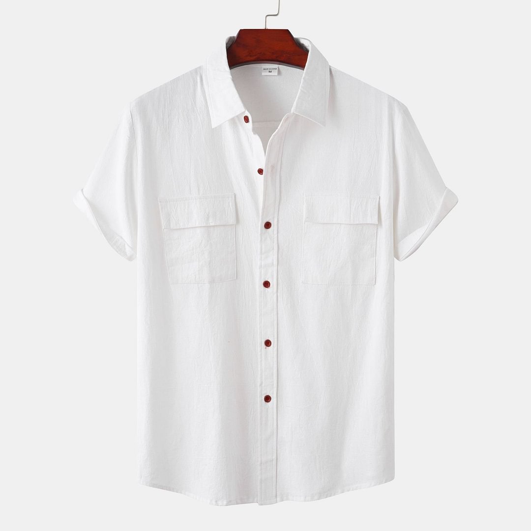 🔥 Last Day 50% OFF 🔥Men's solid colour casual cotton linen short sleeve shirt