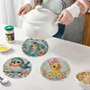 4Pcs Wooden Animal DIY Diamond Painting Placemats with Holder for Home Decor