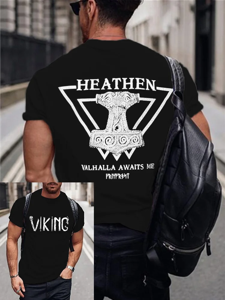 Men's Valhalla Awaits Me Viking Short Sleeve T Shirt