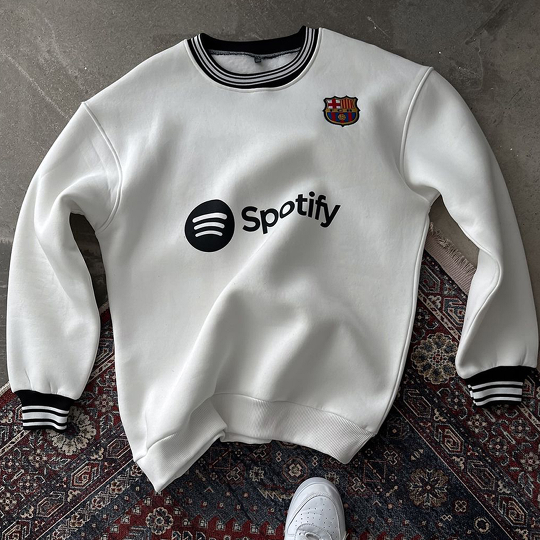 Unisex Soccer Team Embroidered Crew Neck Sweatshirt