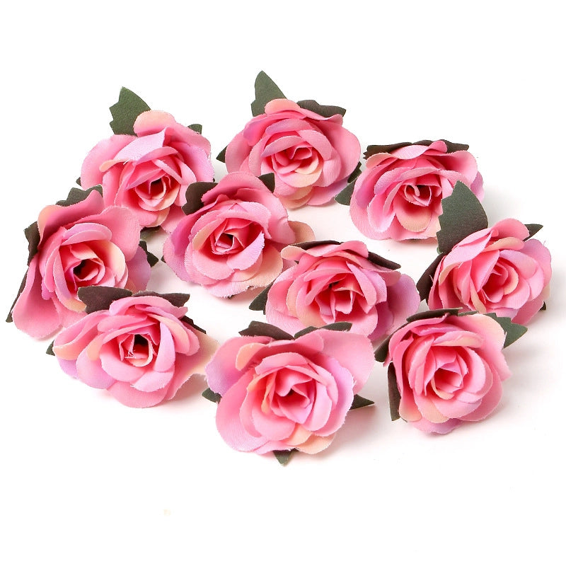 10 Pieces Pink Artificial Flower Wedding Shooting Props Handmade Diy Hair Accessories Decoration Flower Box Material