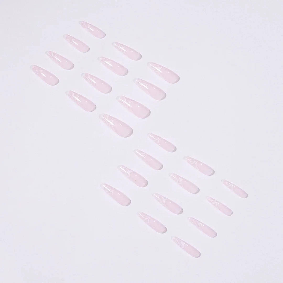 Fake Nail White Waves Full Cover Fake Nails DIY Glue Press On Nails Nail Supplies For Professional-Nail Inspo