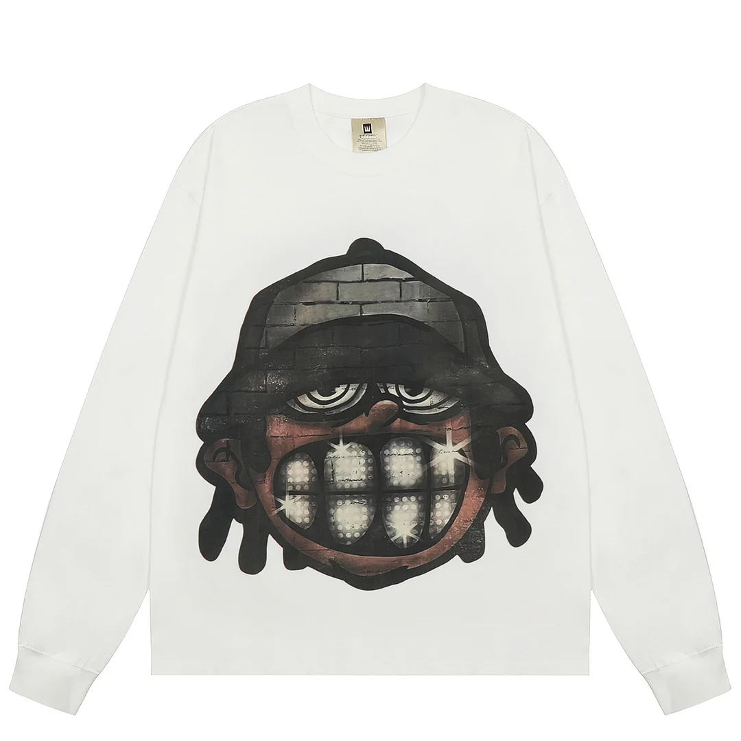 Abebey-Cartoon Character 3D Digital Print Long Sleeve Tshirts Men and Women Crew Neck Cotton Casual Loose T-shirt Oversized Top Tees