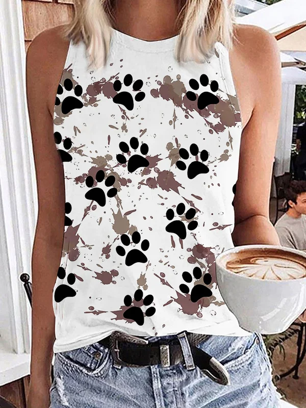 Lovely Muddy Paws Print Comfy Tank Top