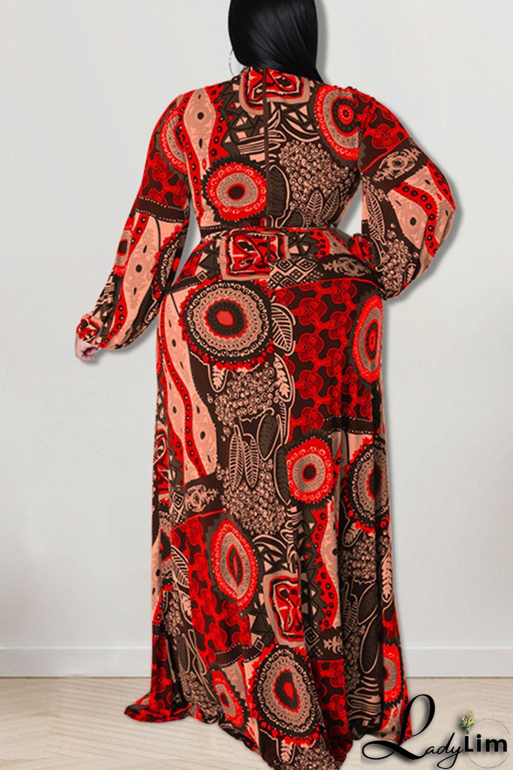 Black Fashion Casual Print Patchwork O Neck Straight Plus Size Dresses