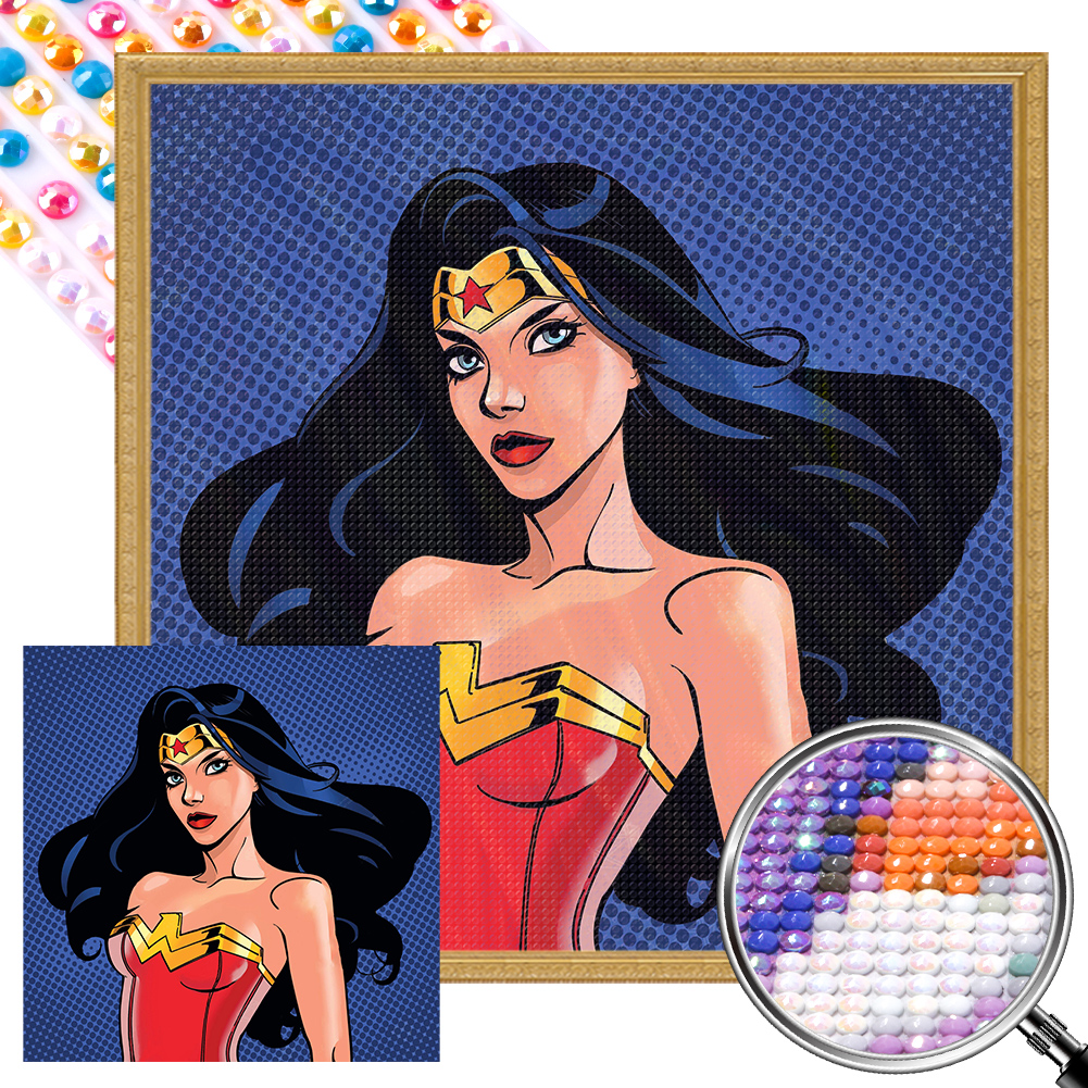 Wonder Woman 50*50cm(picture) full round drill diamond painting with 3 to 5 colors of AB drills