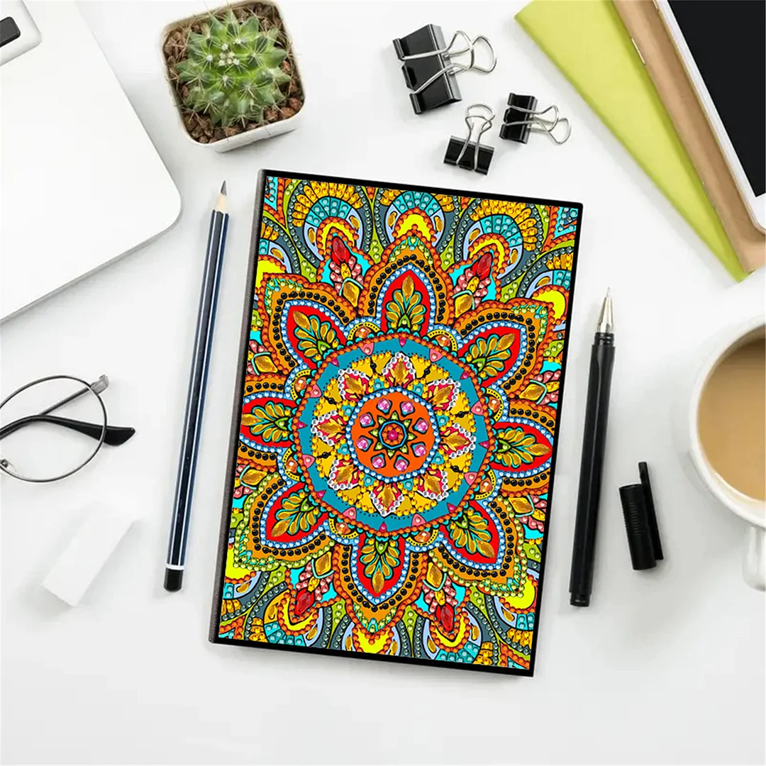 DIY Flower Diamond Painting Journals Notebooks 50 Pages A5 No Lines Special Shaped Diamond Art Kits for Beginners Craft Lovers and Artists (Mandala)