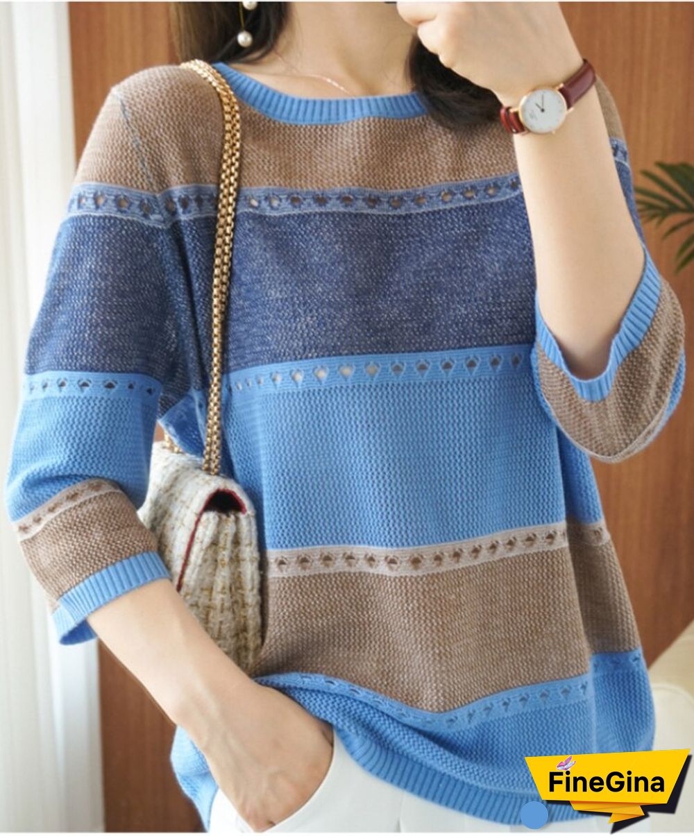 Fashion Tops Women O-Neck T-shirt Knitted Pullover Women Loose Hollow Bottoming Shirt Oversized Sweater Women's Clothing