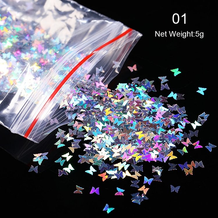 1 Bag Nail Sequins Butterfly Design 3D Glitter Colorful Nail Flakes iridescent Palliette Spangle Decoration Nail Art Sticker