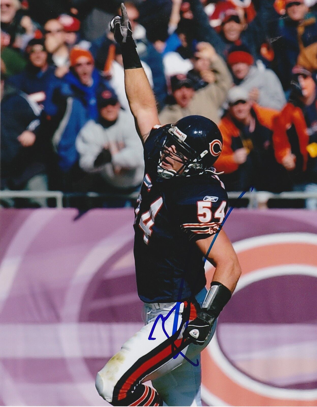 BRIAN URLACHER CHICAGO BEARS ACTION SIGNED 8x10