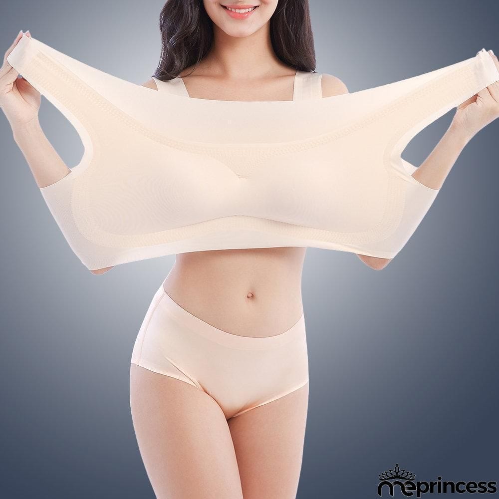 Super Comfy High Elastic Wireless Full Busty Soft Bras - Silver Gray