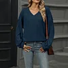 Gioiacombo™ Nuovo top a maniche lunghe con scollo a V tinta unita da donna