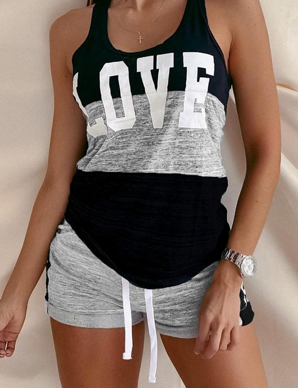 Two-Piece Set Sleeveless Sexy Top Shirt