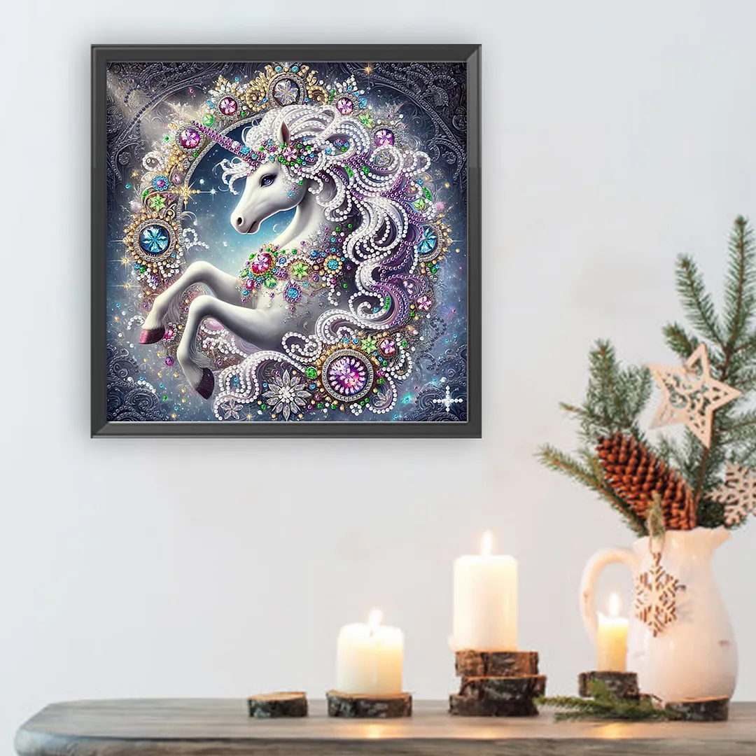 Cartoon Unicorn - Diamond Painting - Partial Special Shaped Drill(Canvas|30*30cm)