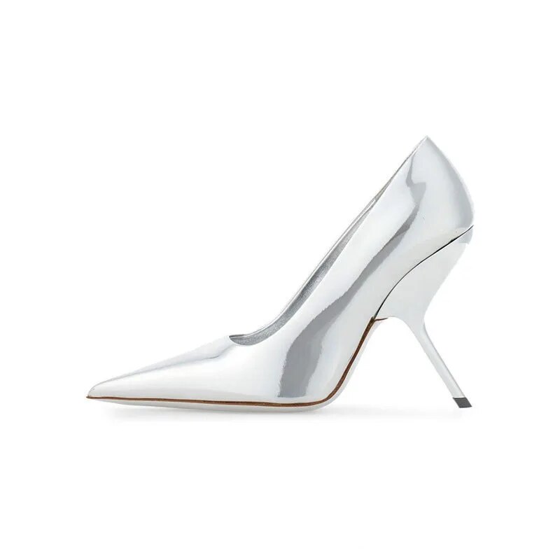 VCSHOES Simple Patent Leather Women Female Party Shoes Dress Pumps Lady Thin High Heels Pointed Toe Heeled Size 44