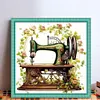 Flower Sewing Machine-14CT Stamped Cross Stitch 40*40cm/15.75*15.75in