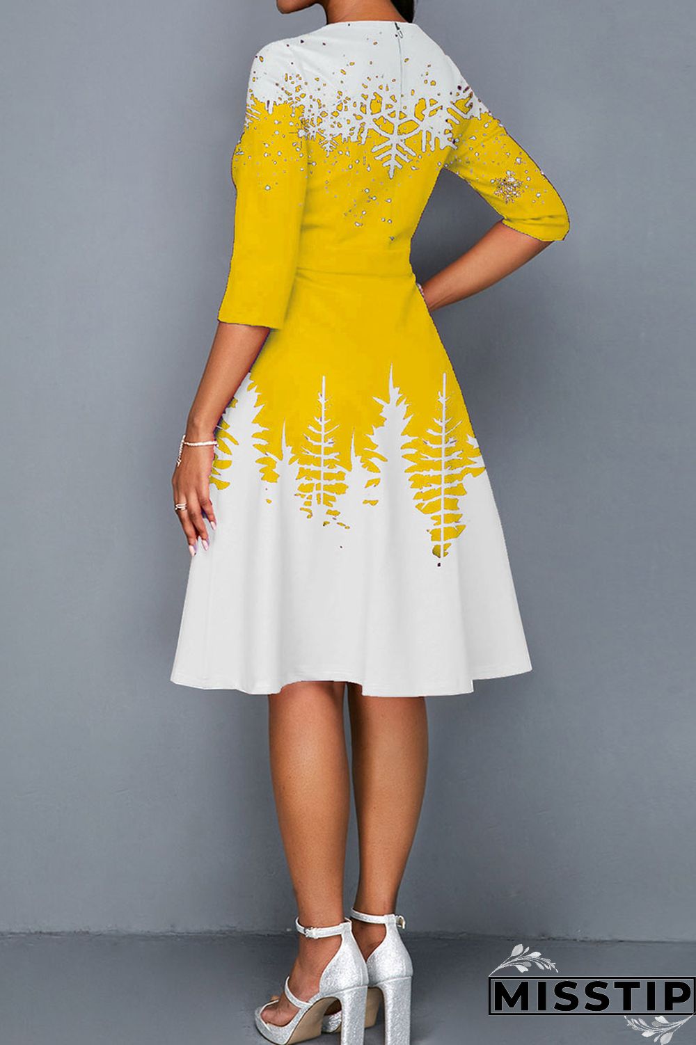 Blue Casual Print Patchwork O Neck A Line Dresses