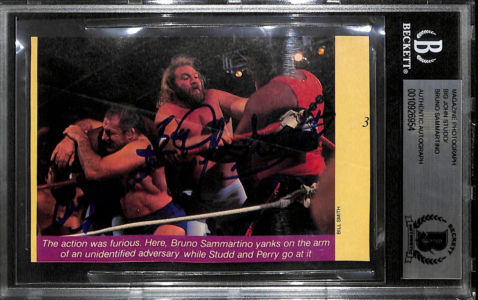 Big John Studd Bruno Sammartino Signed WWE 3.5x5 Magazine Photo Poster painting BAS Beckett COA