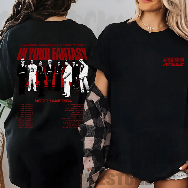Retro Ateez 2025 World Tour in Your Fantasy Tour Tracklist T-Shirt officialateezshop